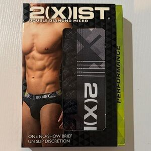 2xist Black Performance No Show Double Diamond Brief.